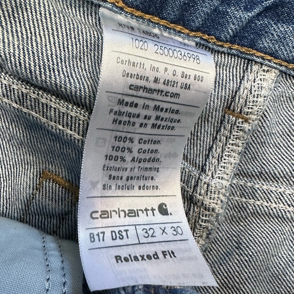 Carhartt B17-DST Jeans Mens 32x29 Blue Relaxed Fit Straight Leg Dark Stone Wash - Picture 5 of 5